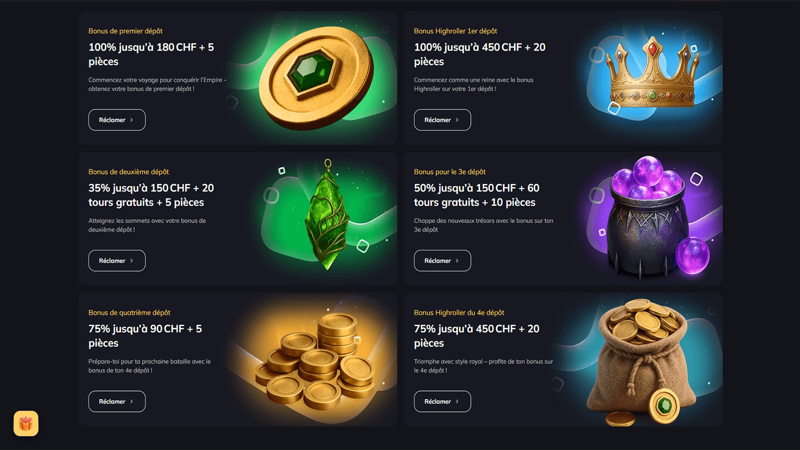 Bonus de bienvenue au casino Spin Empire